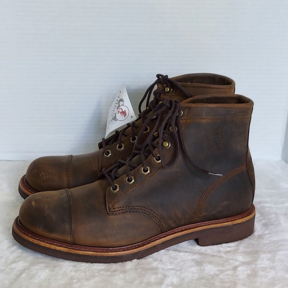 Chippewa Other - Chippewa Distressed Brown Leather Oil Resistant Lace Up Ankle Boots Cap Toe